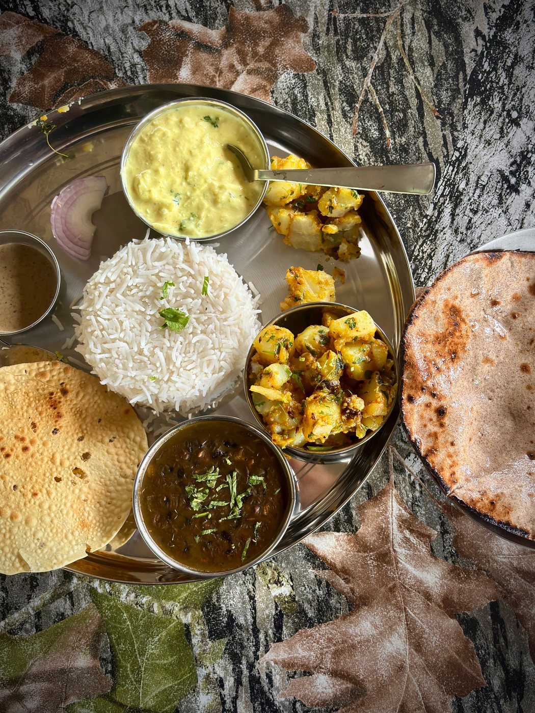 A traditional vegetarian thali