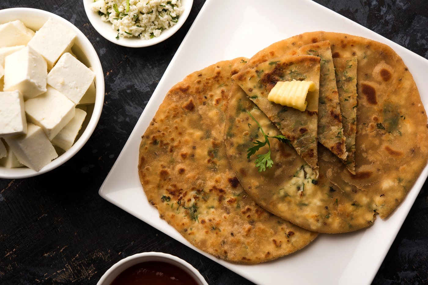 Stuffed bajra roti with cottage cheese